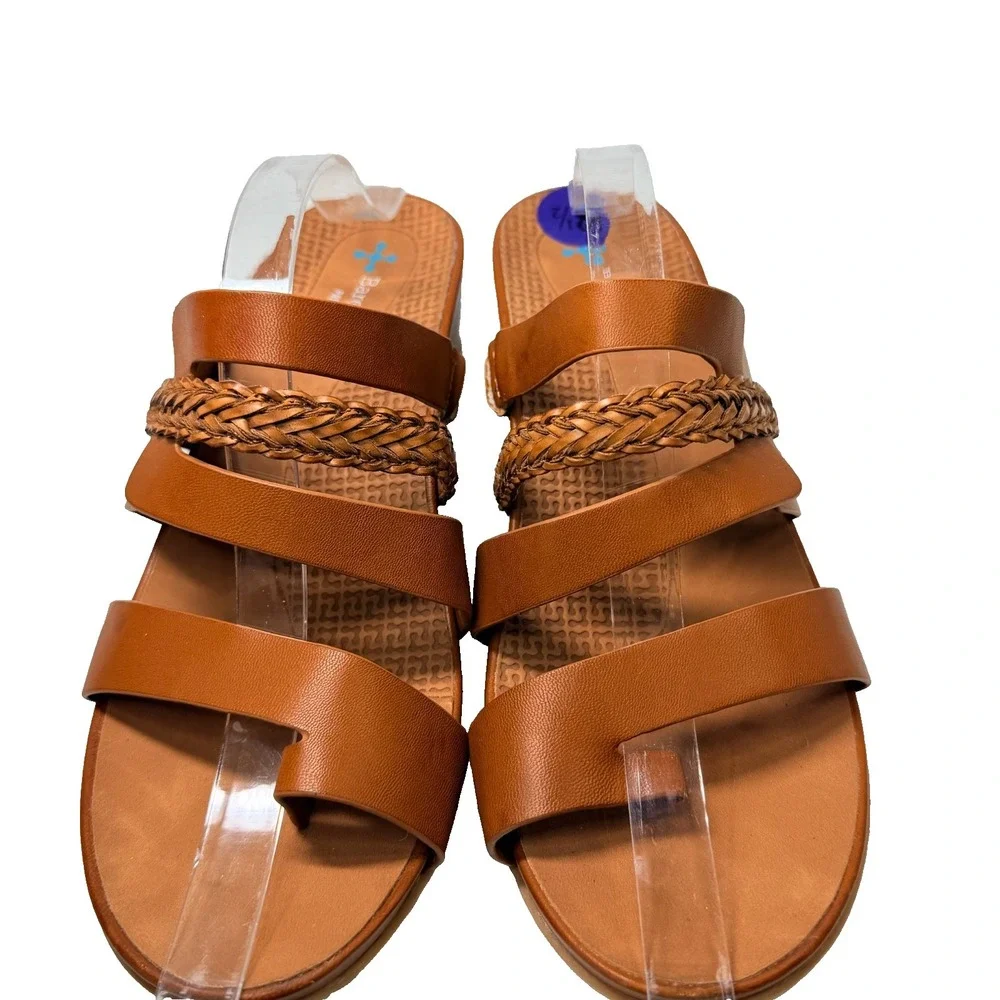 Baretraps Dallon Sandals Womens 8.5 Brown Wedge Slide Strappy Braided Posture - Picture 2 of 7